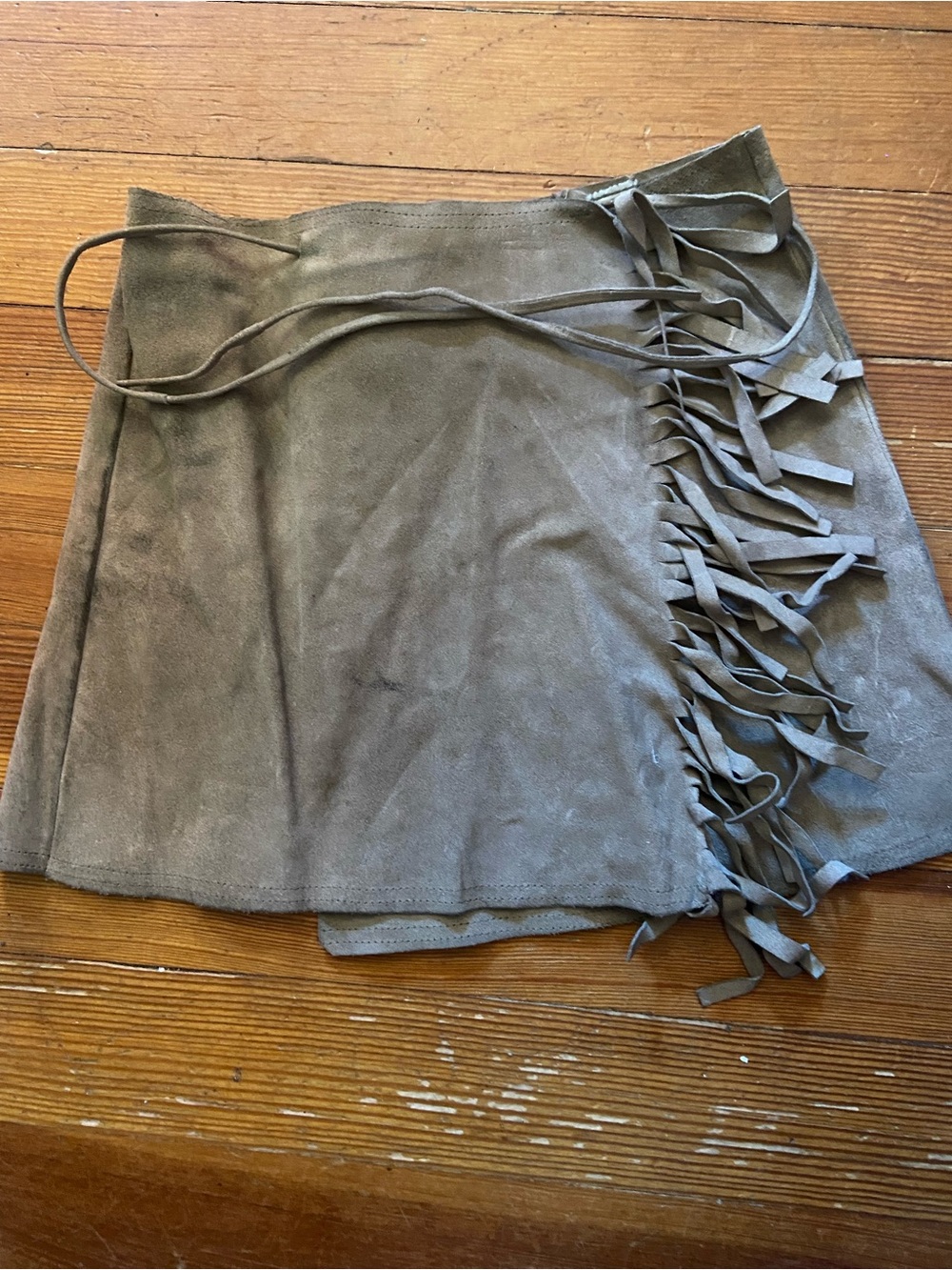 Vintage Tan Suede Mini Skirt with Fringe